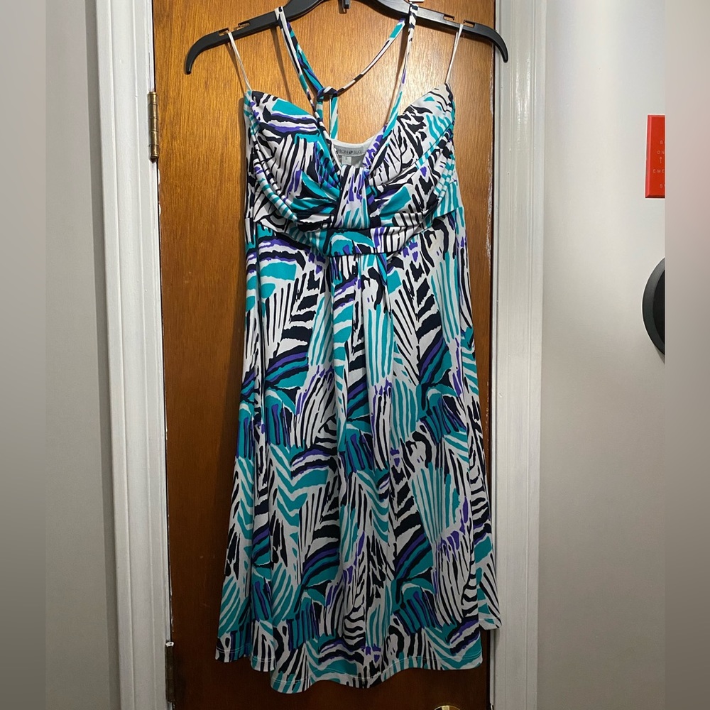 Zebra-like print, flowy halter dress